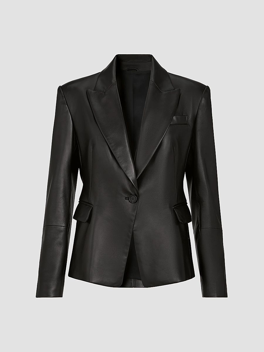 Women's Nappa Leather Blazer - Black - Size 14