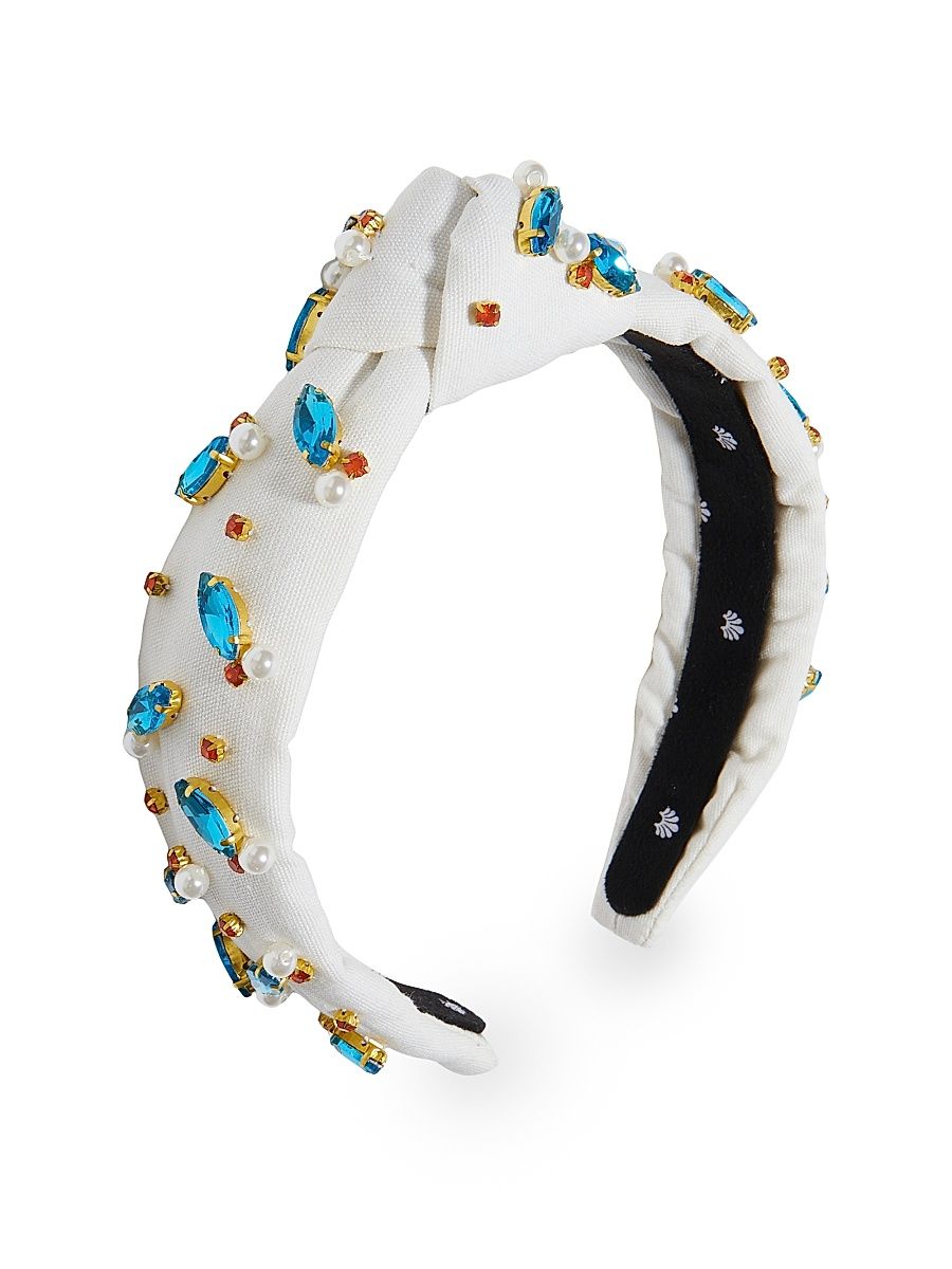 Women's Slim Knotted Crystal Headband - Ivory