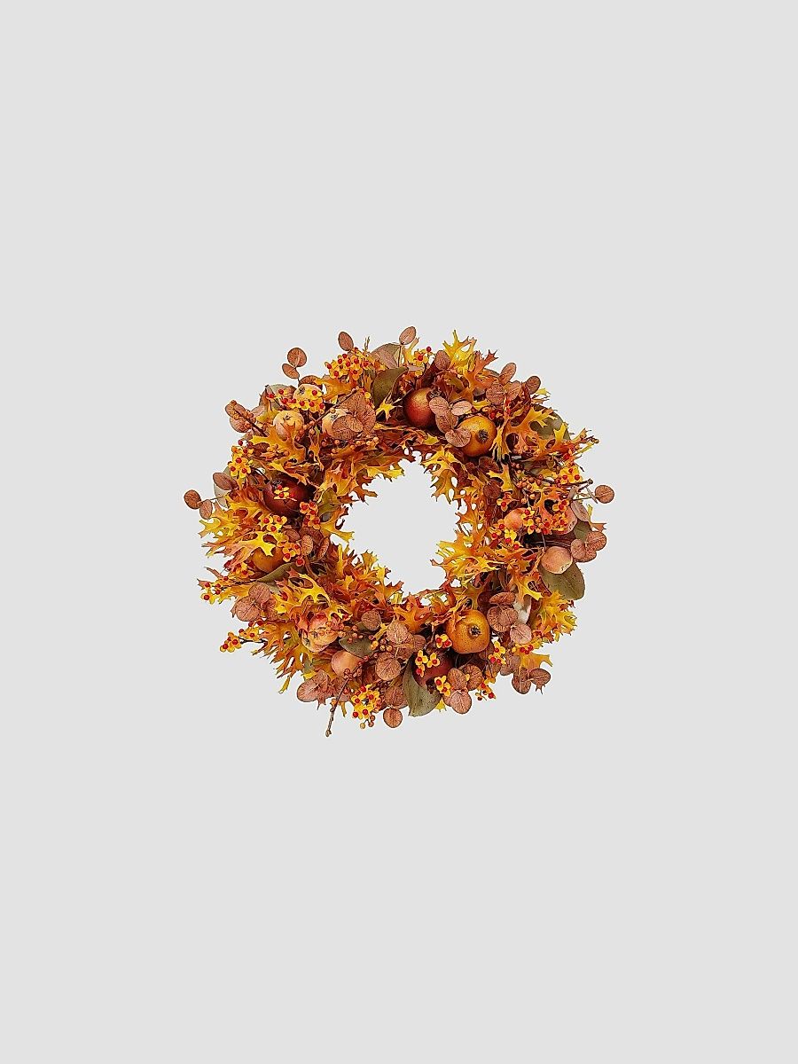Artificial Oak Leaf, Eucalyptus & Fruit Wreath