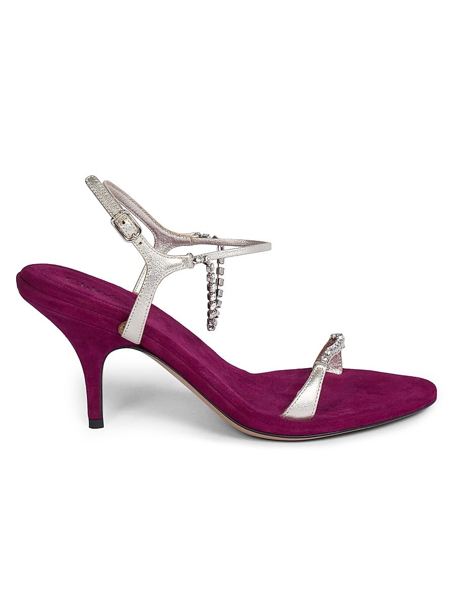 Women's Zia Crystal-Embellished Suede Stiletto Sandals - Wild Purple - Size 9