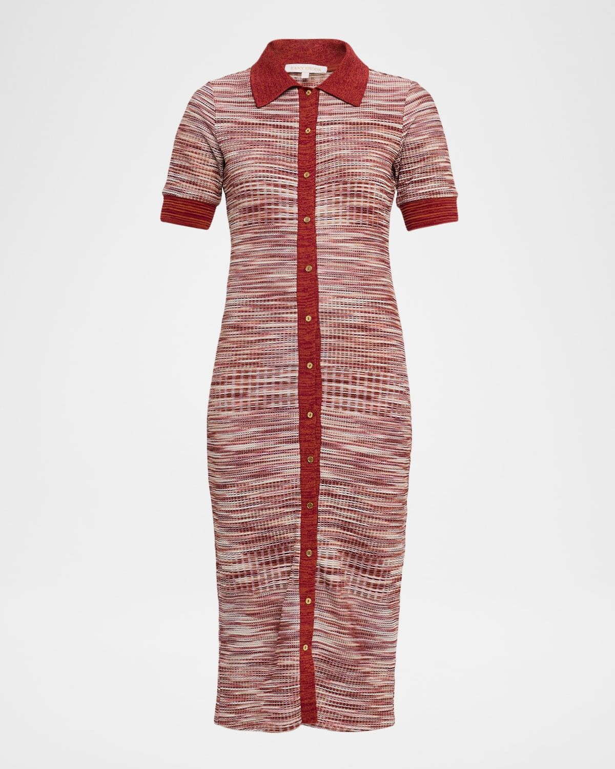 Elijah Space Dye Knit Short-Sleeve Midi Dress