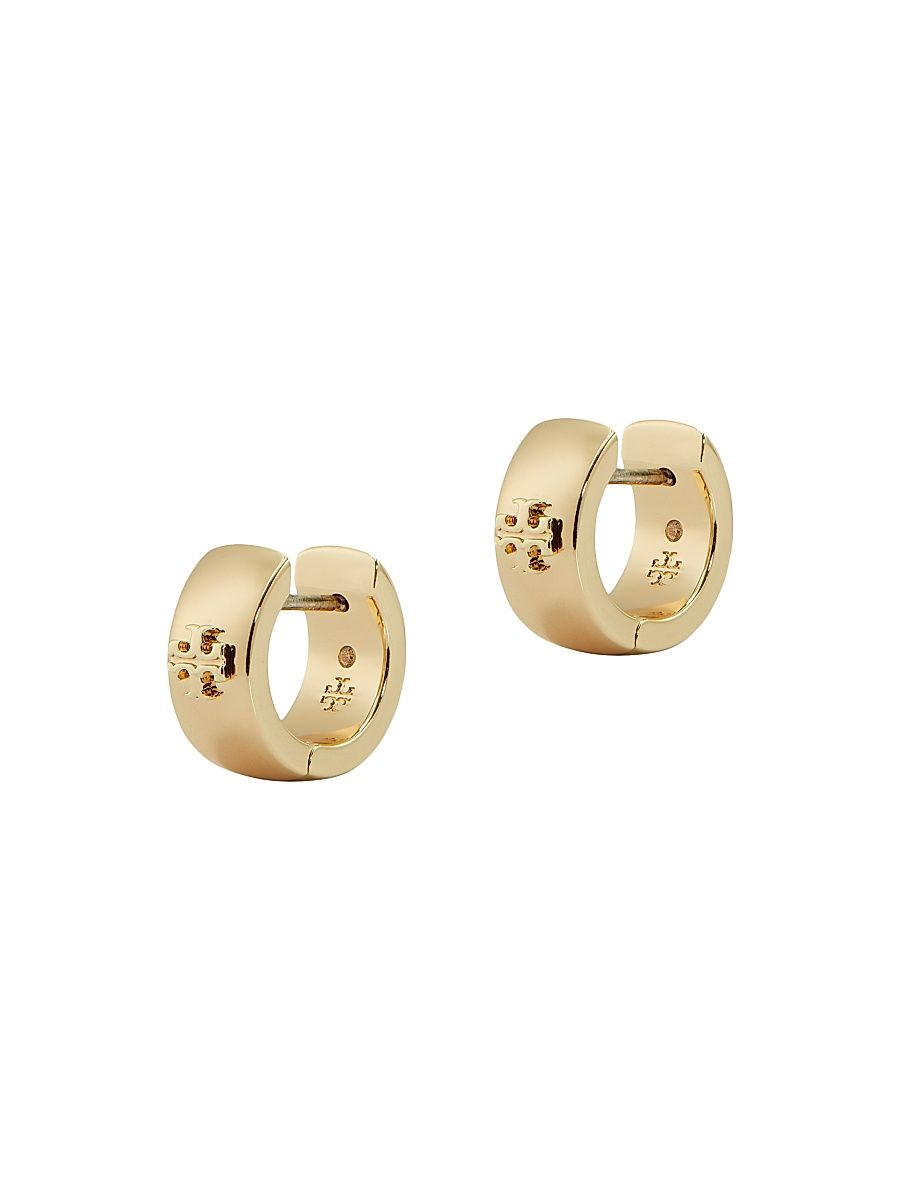 Women's Kira 18K-Gold-Plated Logo Huggie Hoop Earrings - Tory Gold