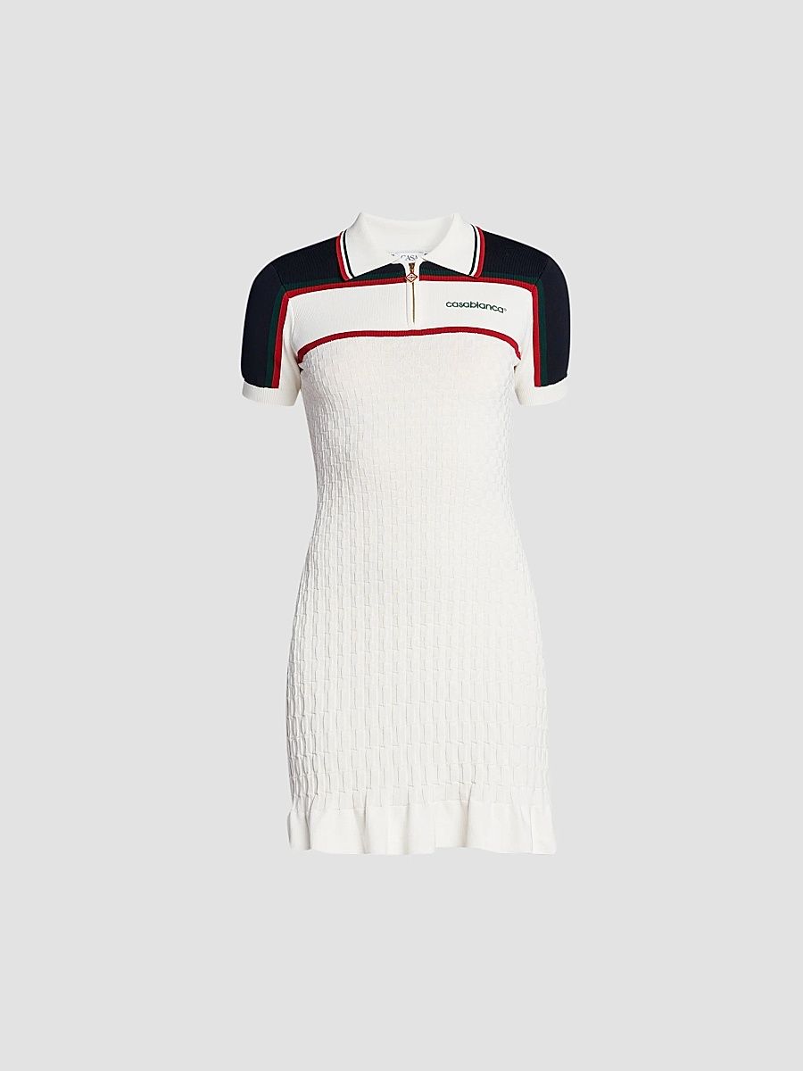 Women's Logo Cable-Knit Tennis Minidress - White Navy - Size XXS
