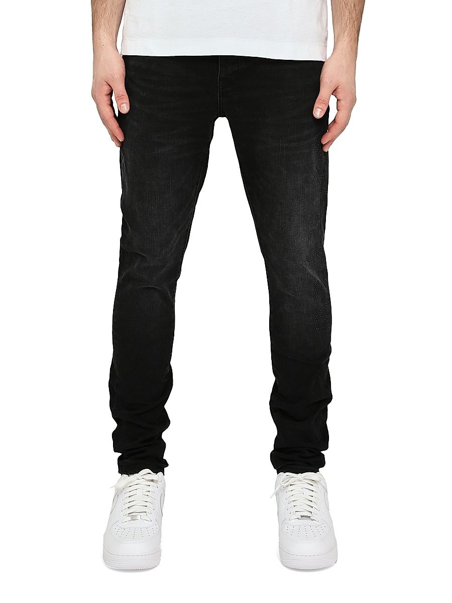 Men's Stretch-Denim Skinny Jeans - Black - Size 40