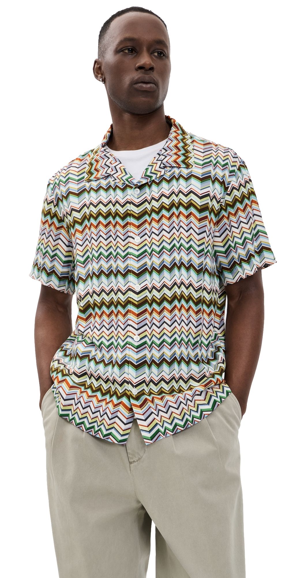 Missoni Short Sleeve Shirt Multicolor Light Tones XL
