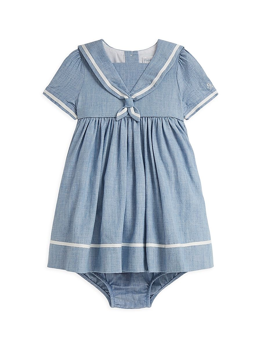 Baby Girl's Chambray Sailor Dress - Dark Wash - Size 9 Months