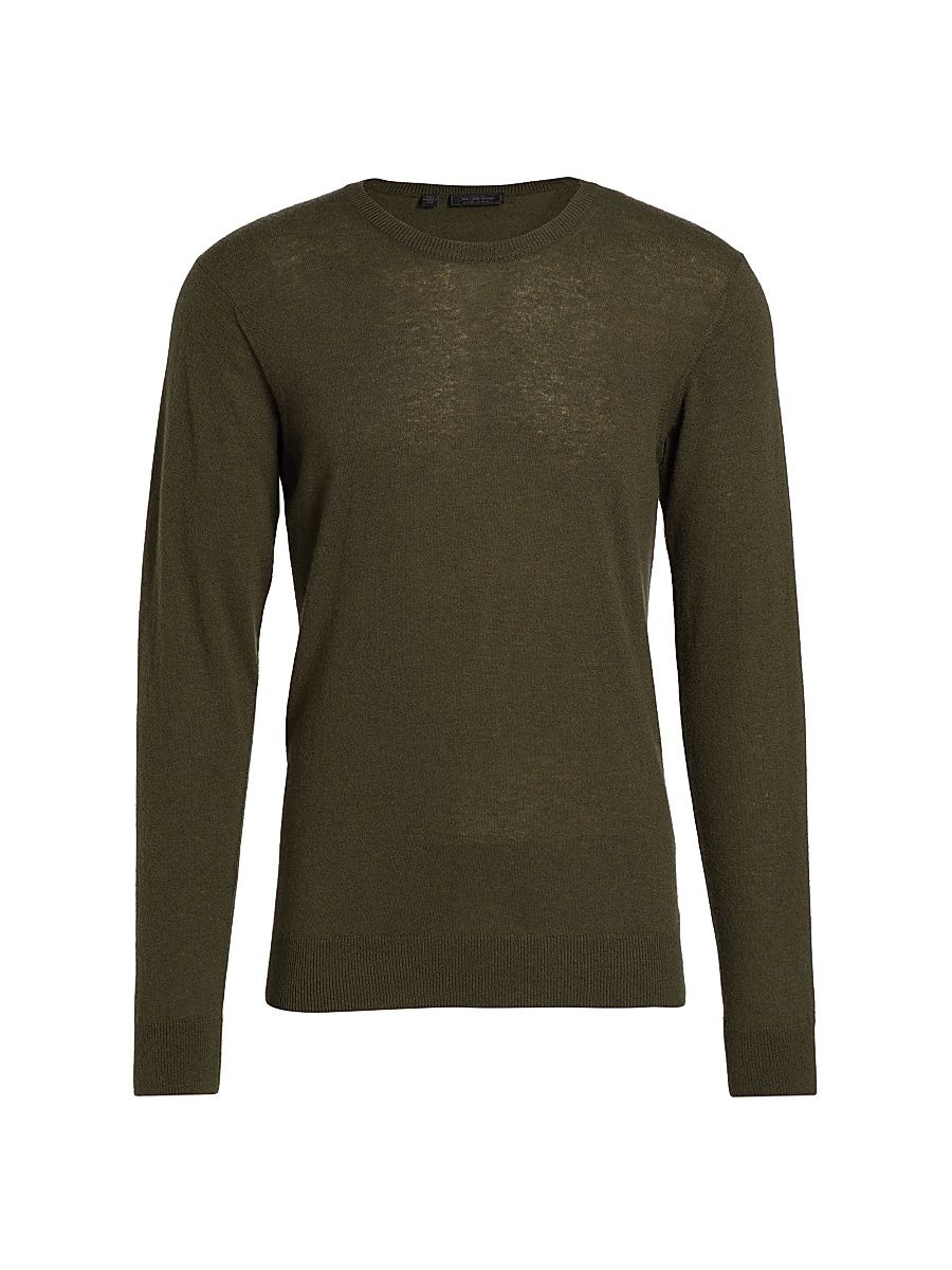 Men's COLLECTION Lightweight Cashmere Crewneck Sweater - Olive - Size XXL