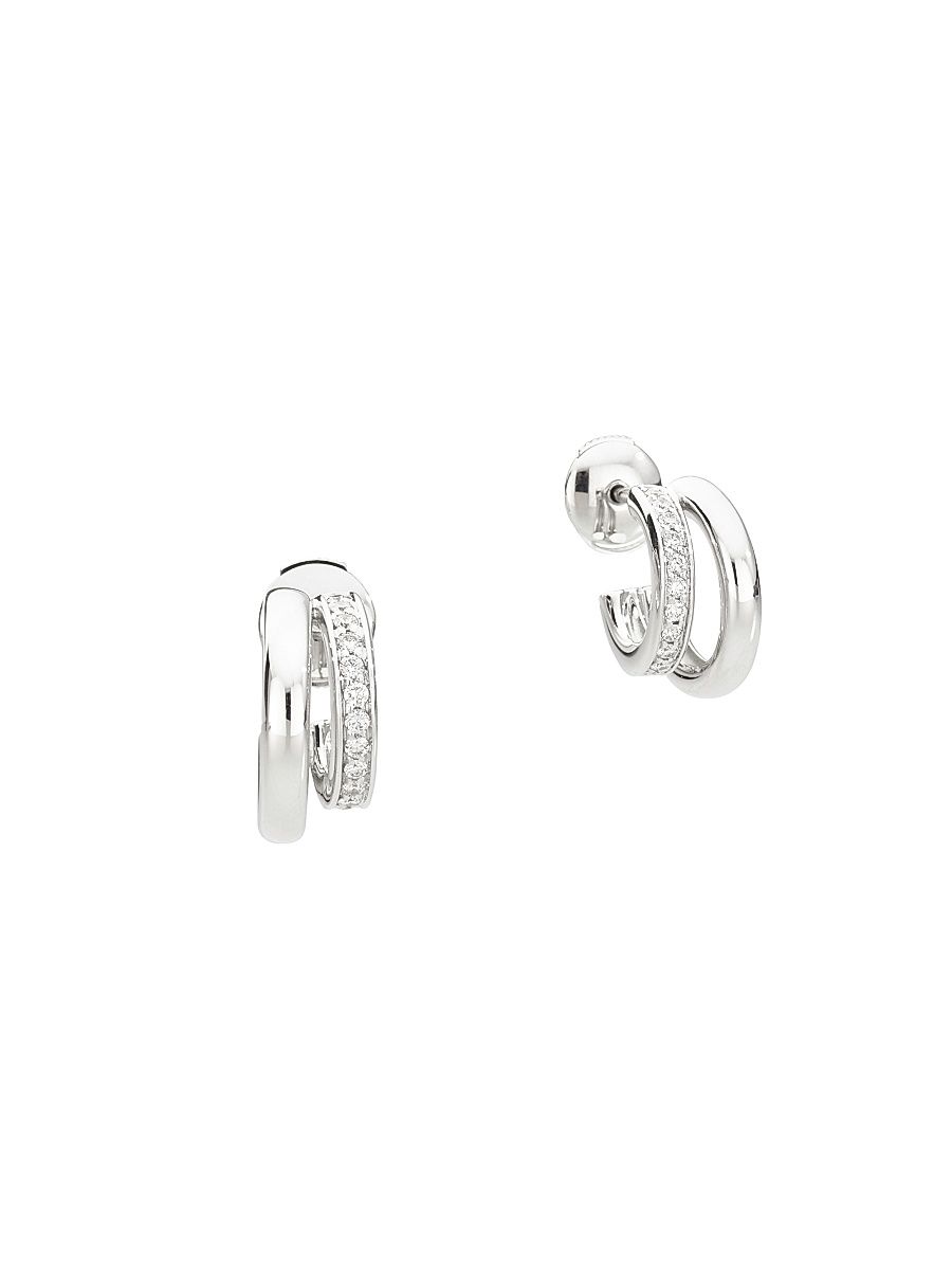 Women's Iconica 18K White Gold & Diamond Layered Hoop Earrings