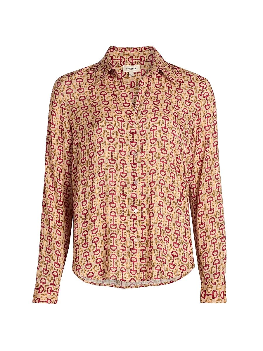 Women's Holly Horsebit Satin Blouse - Multi Allover Horse Bit - Size XXL