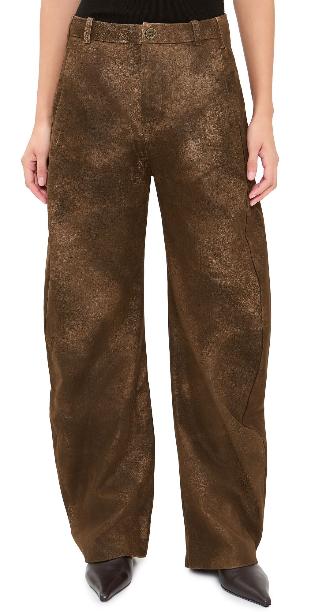 Free People Spotlight Faux Leather Trousers Chocolate Brown 10