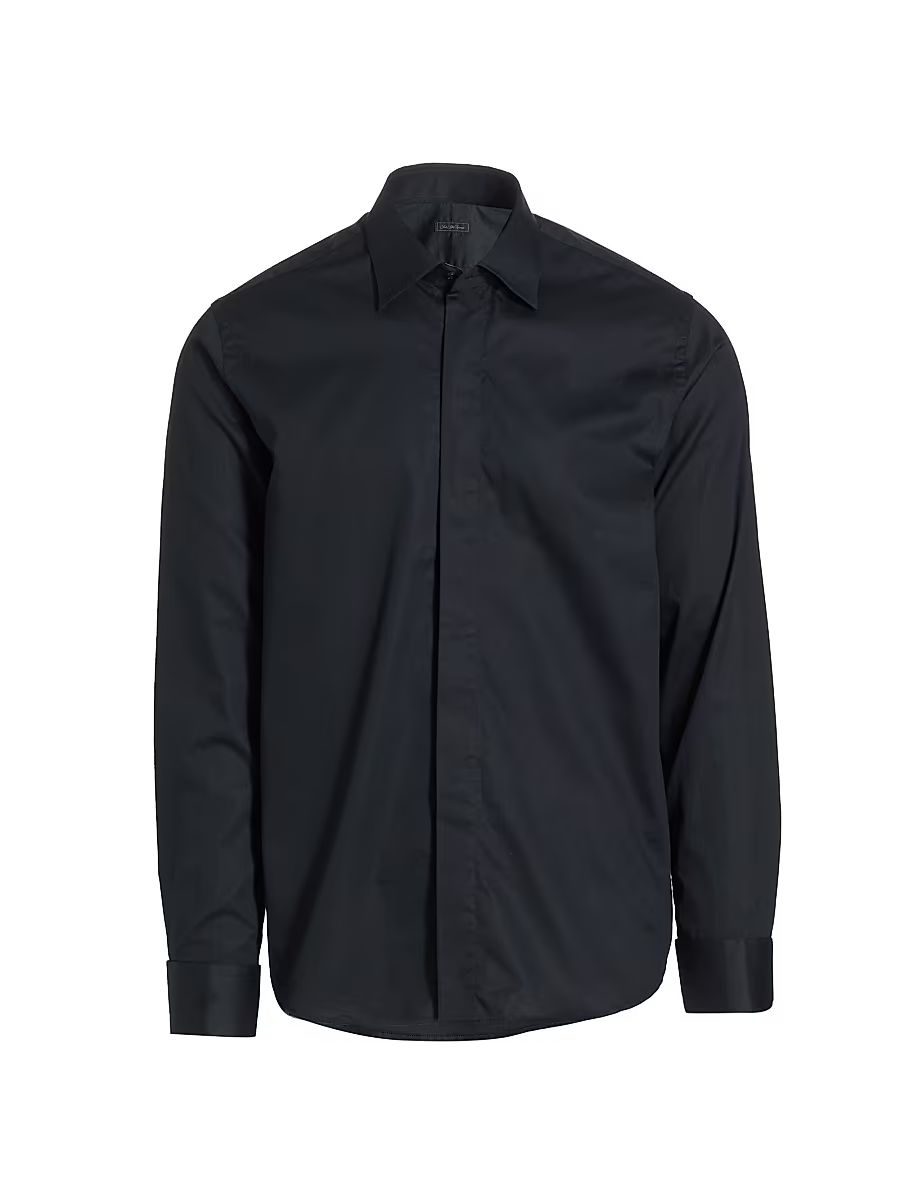 Men's COLLECTION Travel Tuxedo Shirt - Black - Size 15.5