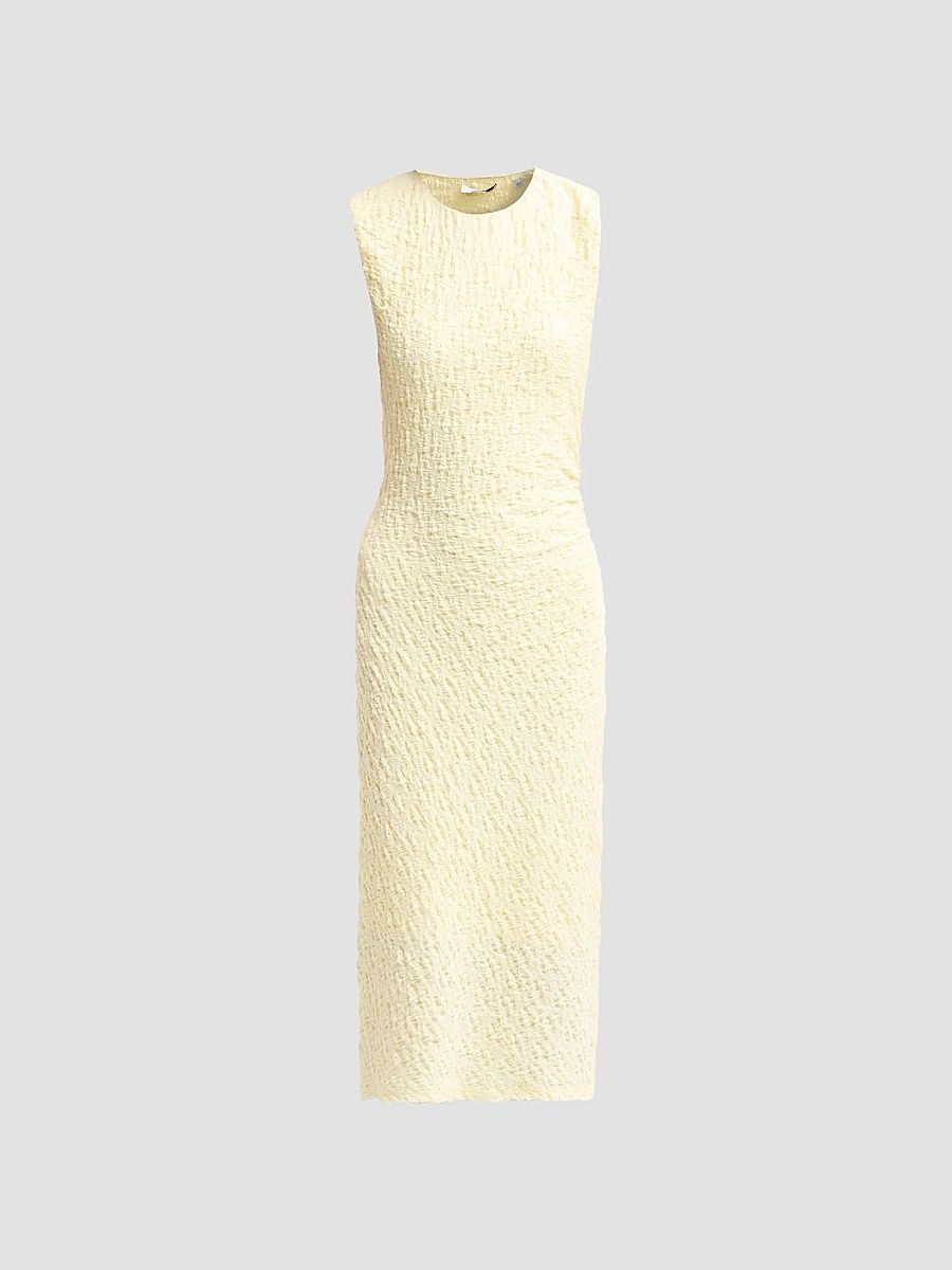 Vince Women's Textured Jersey Ruched Midi Dress - Light Dandelion - Size Medium