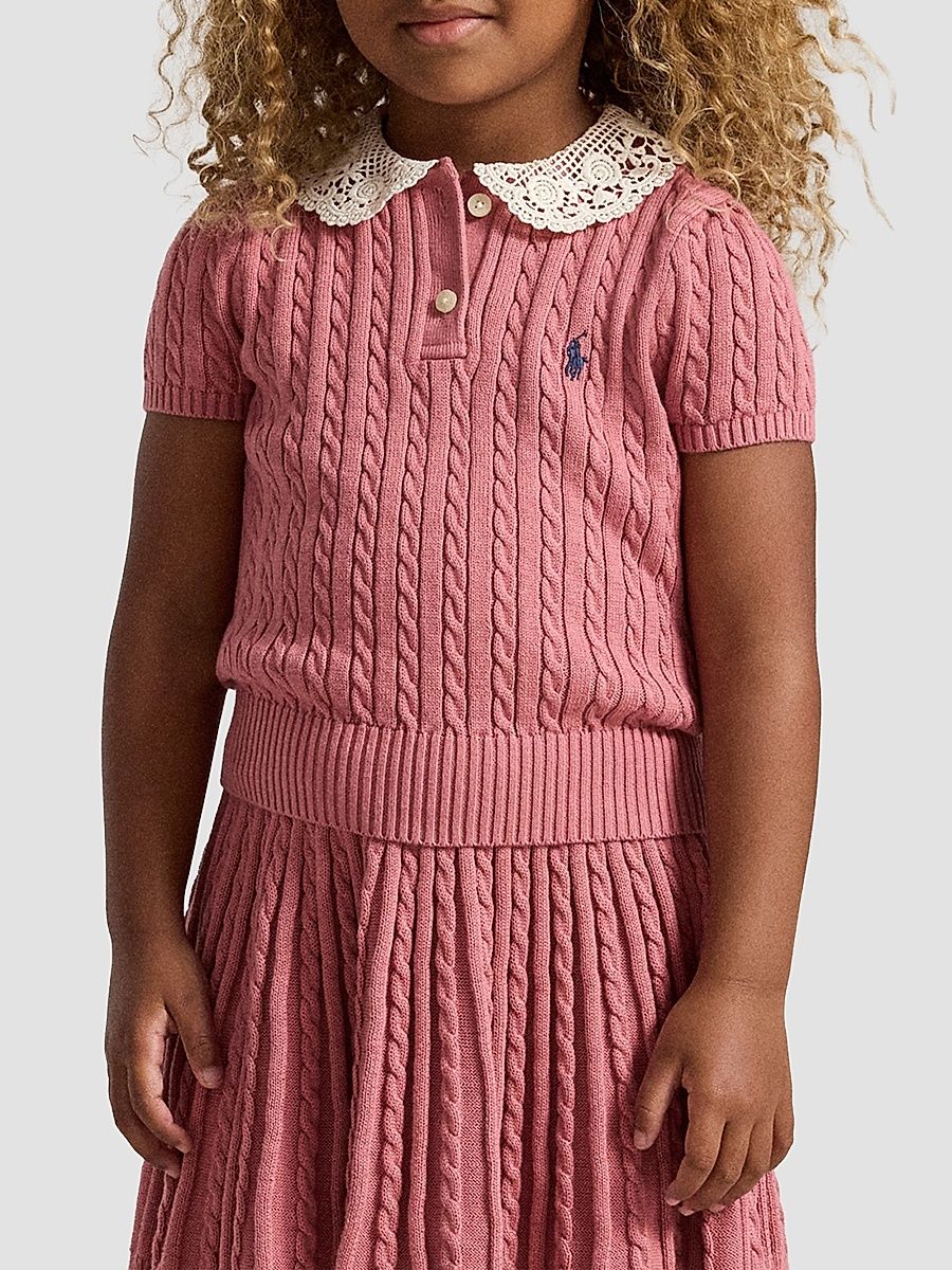 Little Girl's & Girl's 2-Piece Polo Sweater & Skirt Set - Canvas Pink - Size 16