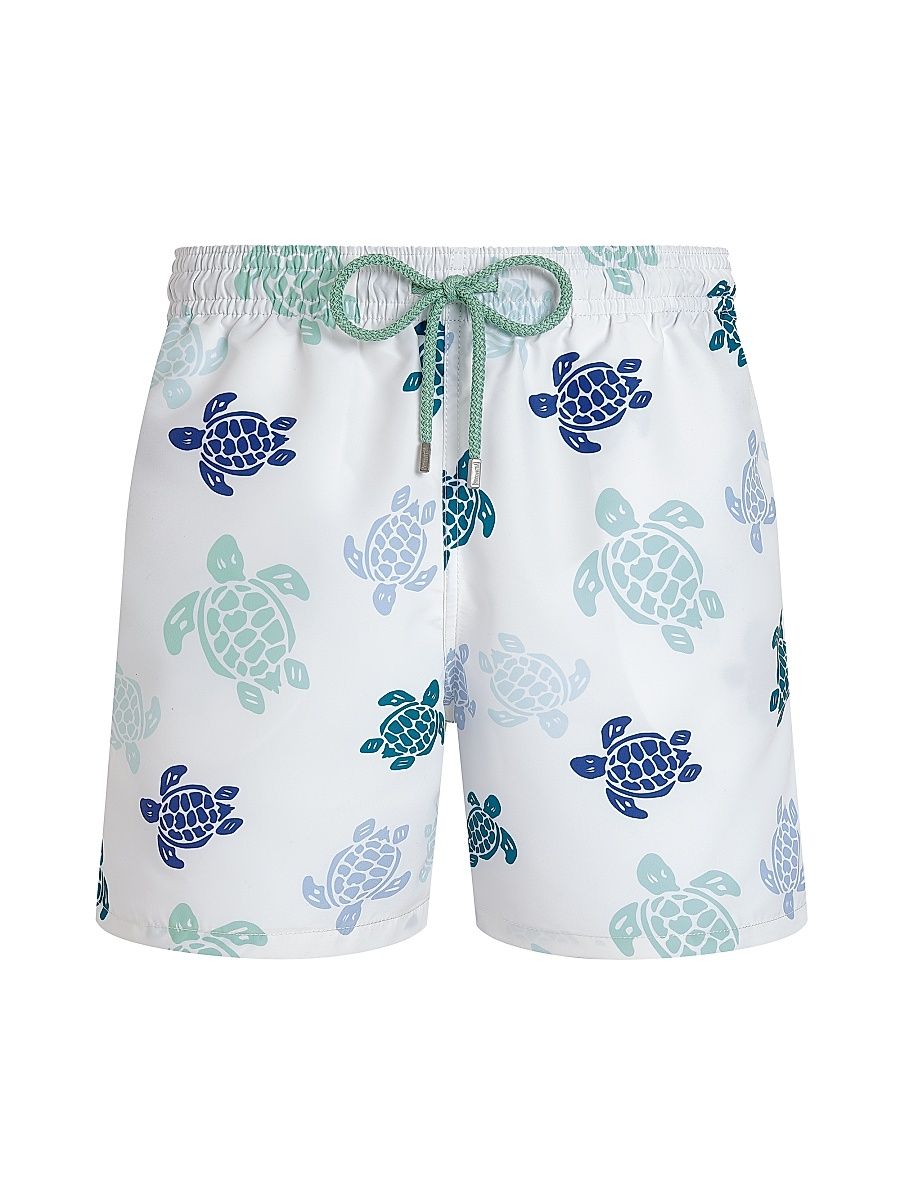 Men's Multicolor Tortues Swim Shorts - White - Size XXL