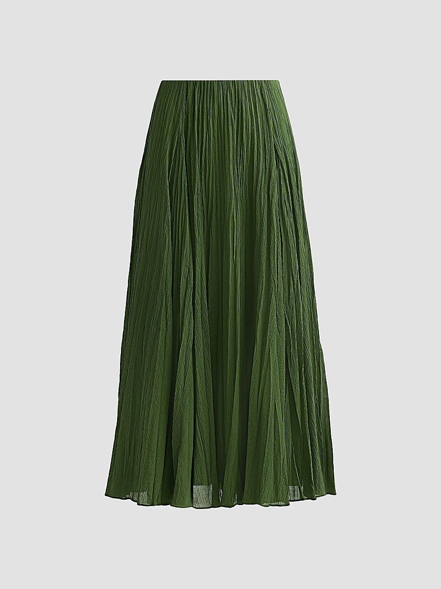 Vince Women's Crinkled Cotton-Blend Maxi Skirt - Herb - Size XXS