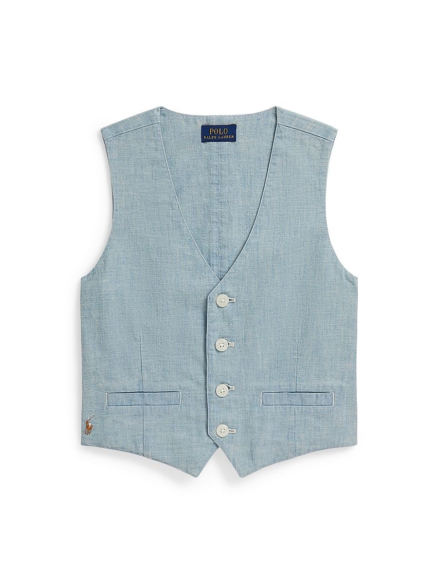 Little Girl's & Girl's Cotton Chambray Vest - New Medium Wash - Size 8