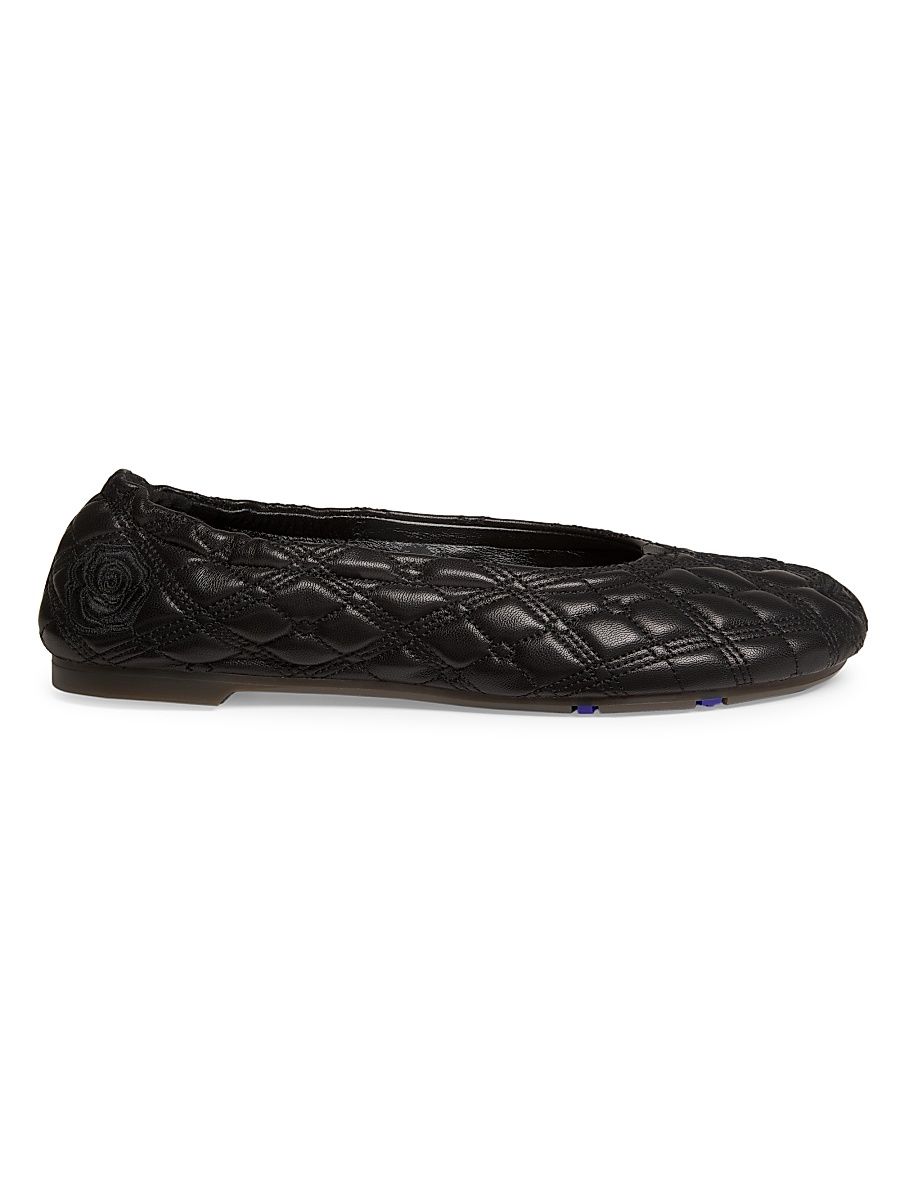 Women's Sadler Quilted Leather Ballerina Flats - Black - Size 9.5
