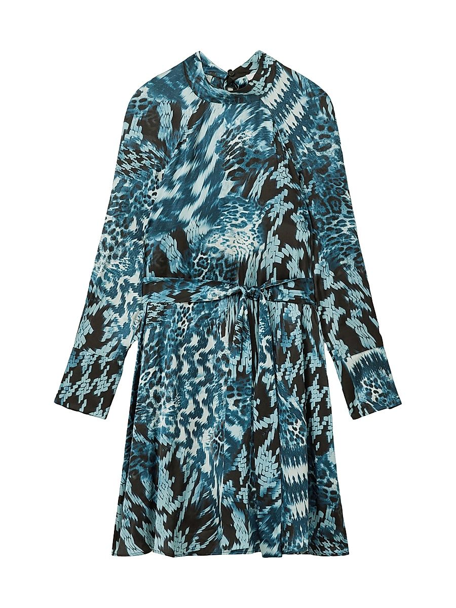 Women's Ester Printed Flippy Minidress - Teal - Size 2