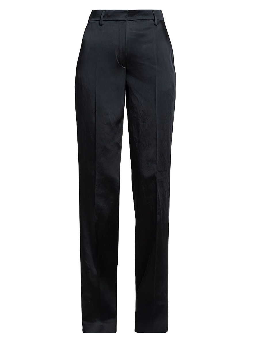 Women's Pulla Cotton-Blend High-Rise Straight-Leg Trousers - Black - Size 10