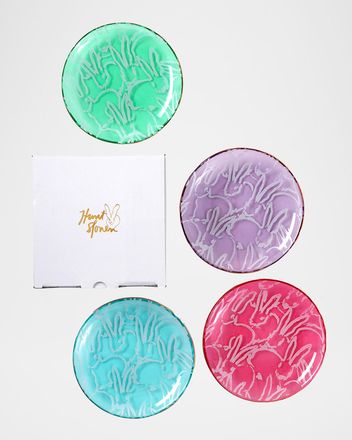 Lucky Charm Glass Plates with Gold Rim