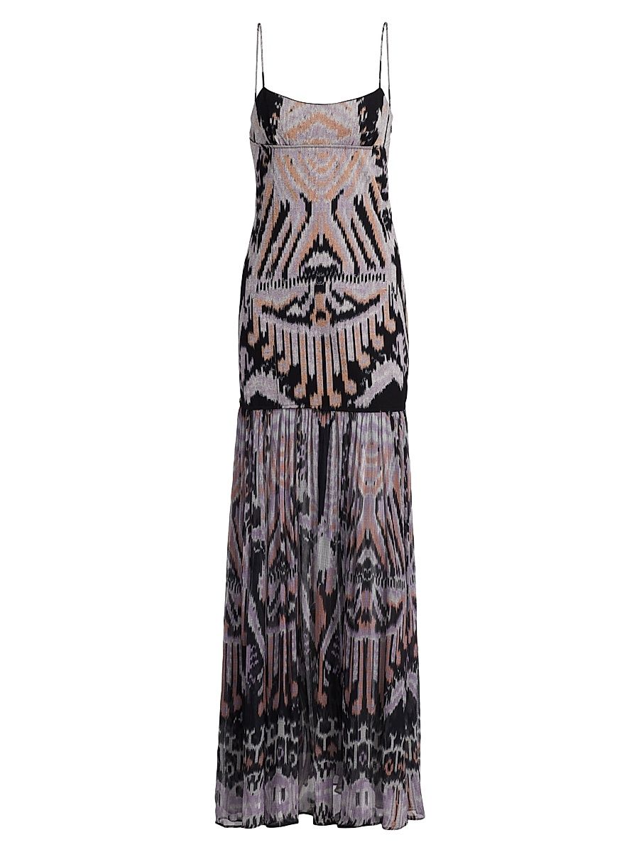 Women's Marisol Ikat Drop-Waist Gown - Tiger Eye - Size 10