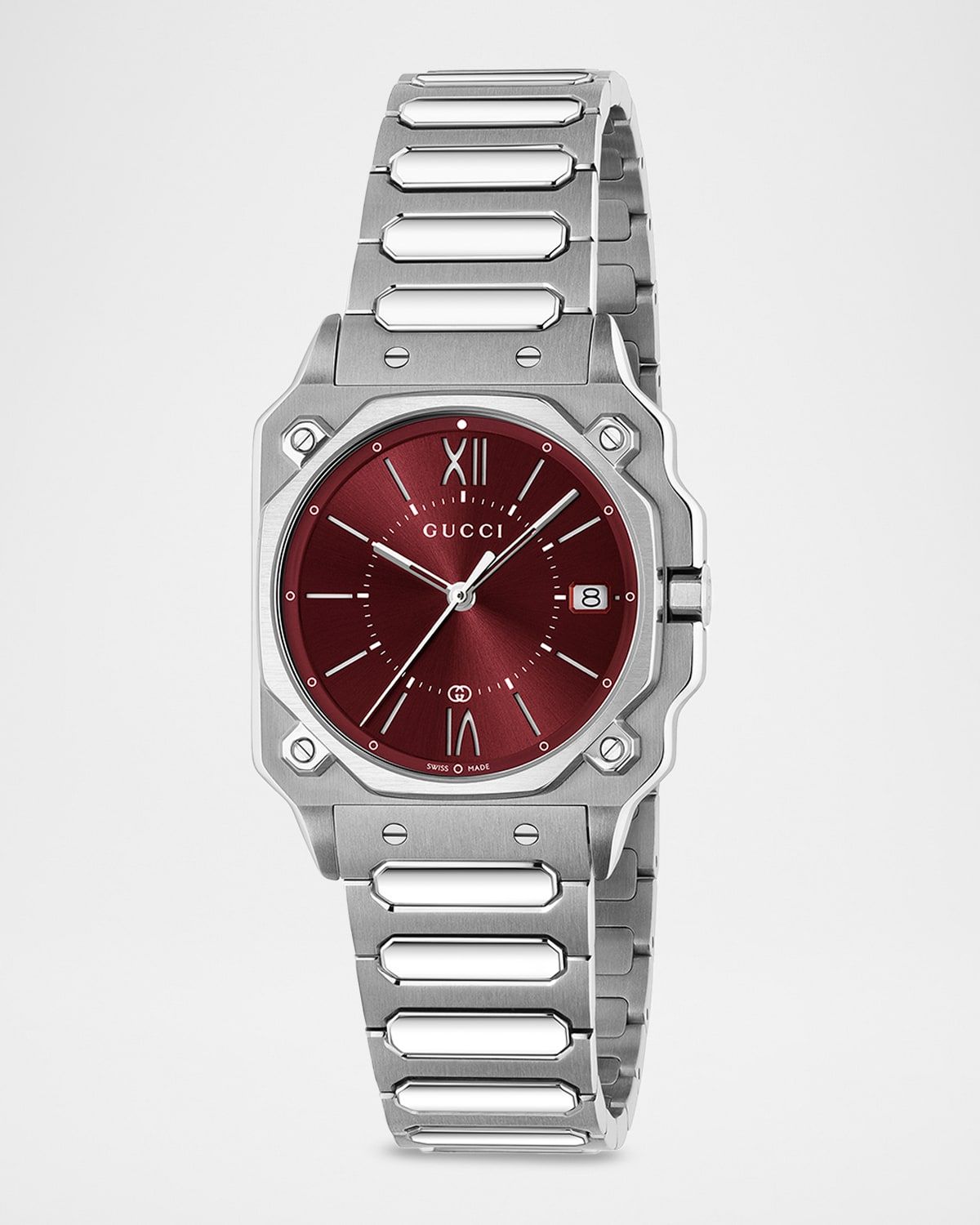 Men & apos;s G-Flat Burgundy-Dial Stainless Steel Bracelet Watch, 30mm