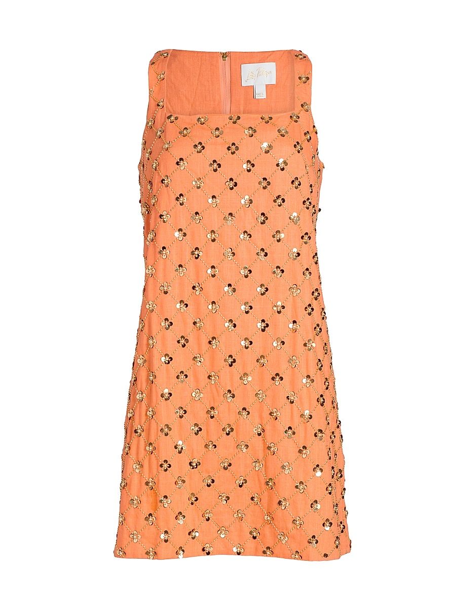 Women's Tamala Embellished Shift Dress - Papaya Beaded Sequin - Size 16