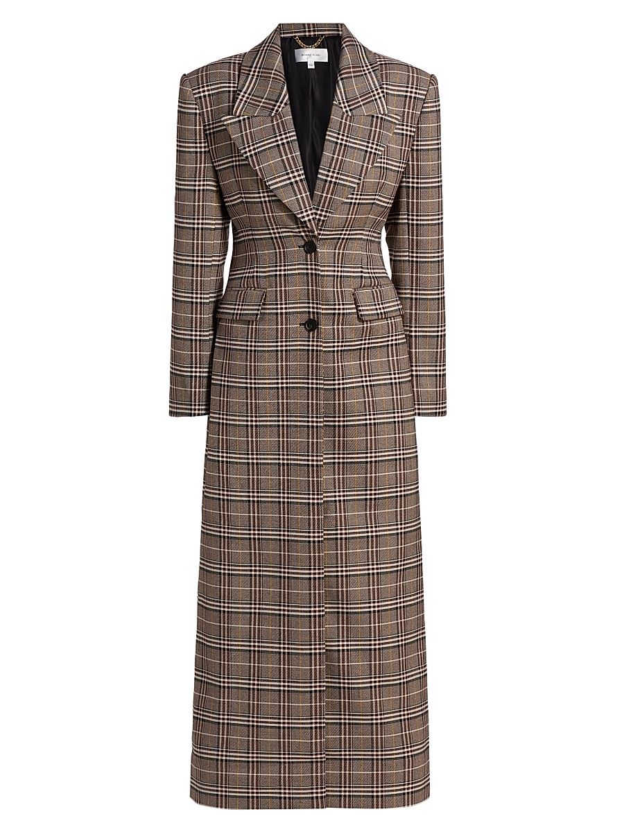 Women's Sandrine Plaid Coat - Brown Multi - Size Medium