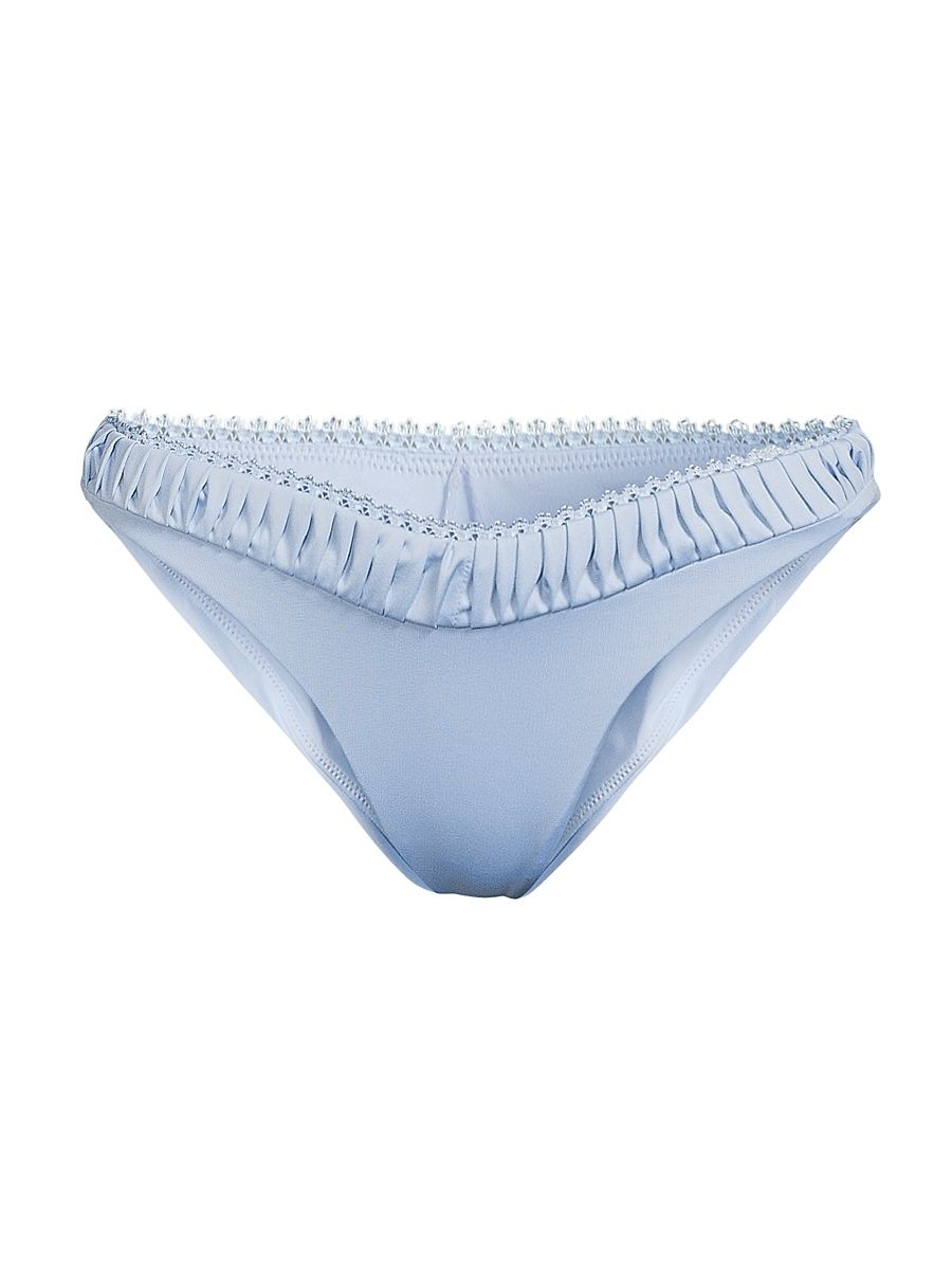 Women's Millie Pleated V-Cut Bikini Bottom - Cloud Blue - Size Large