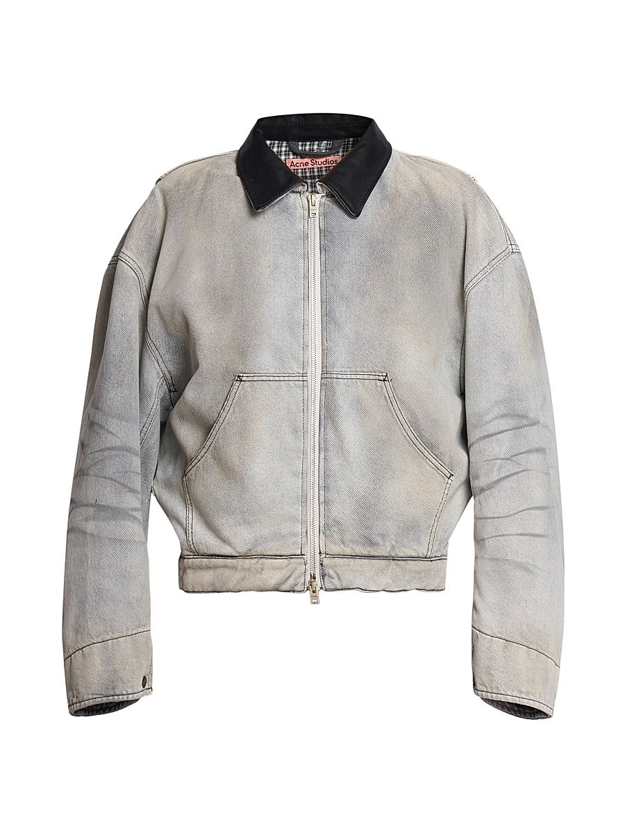 Men's Ohniev Sulphur Fade Padded Denim Jacket - White Black - Size 44