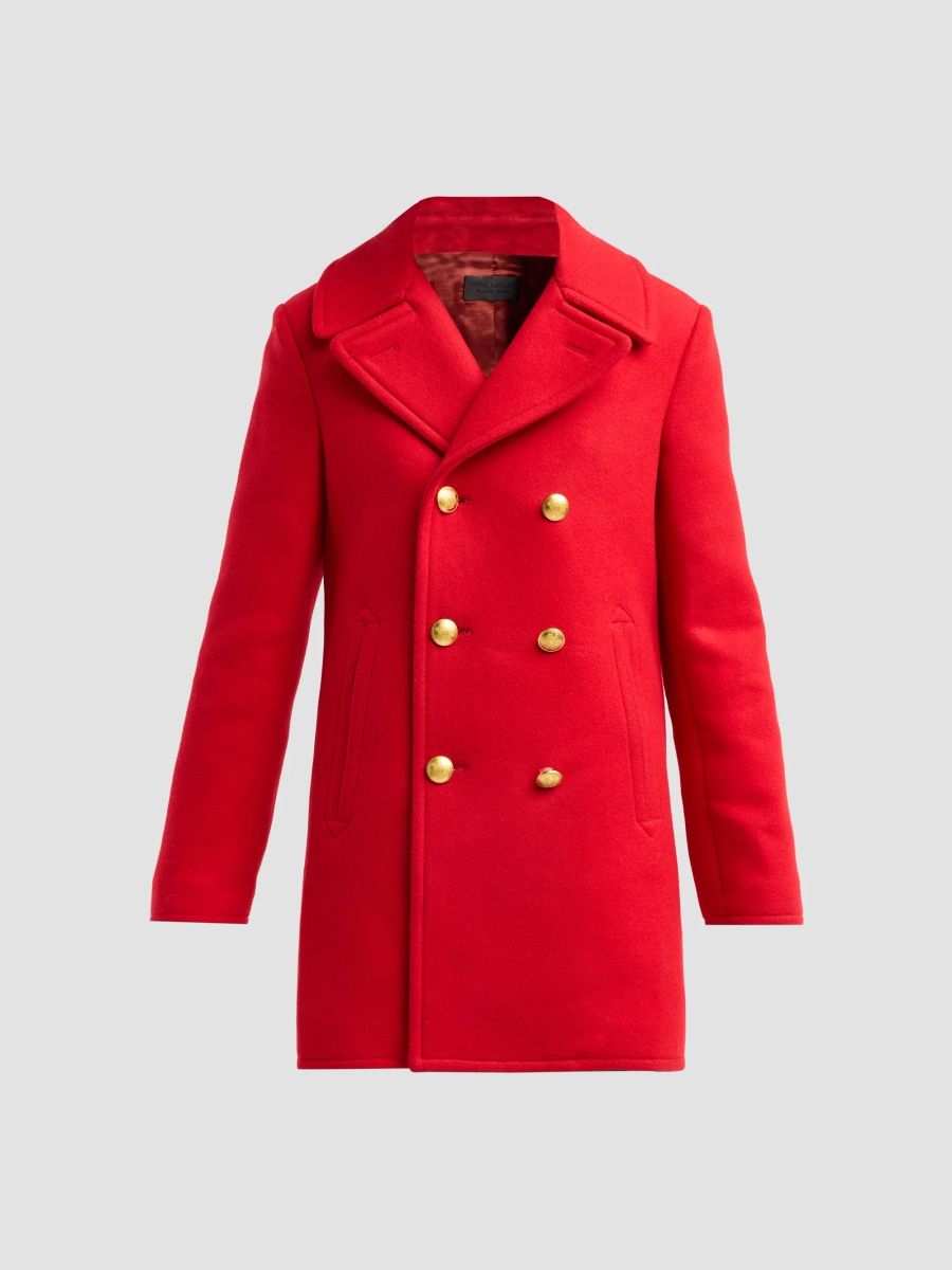 Nili Lotan Women's Cash Virgin Wool Double-Breasted Peacoat - Red - Size Medium
