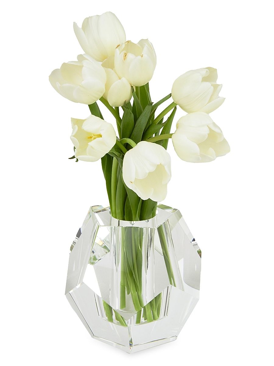 Clear Crystal Diamond-Cut Vase - Clear
