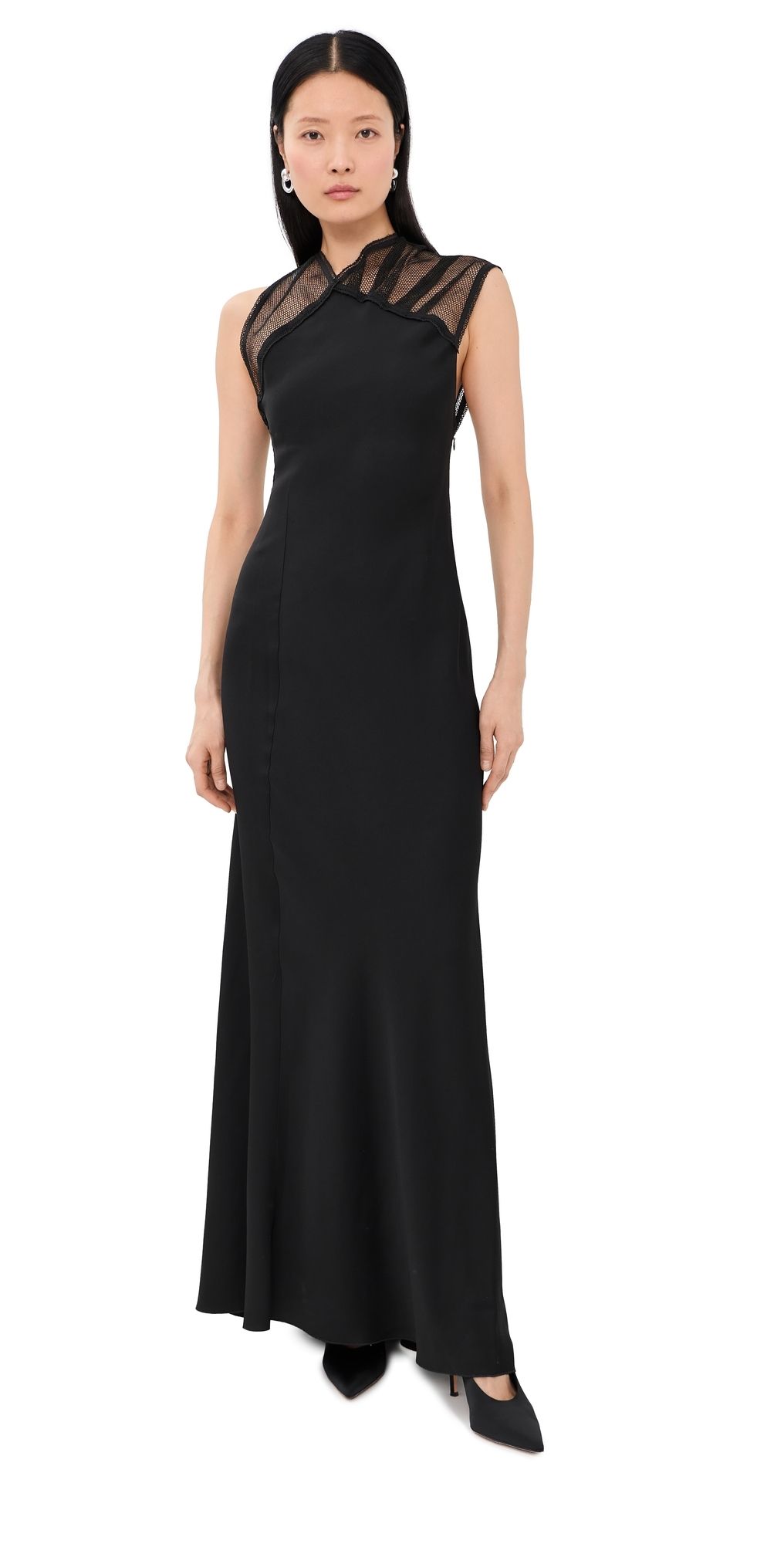 Victoria Beckham Mesh Detail Gown Black 8