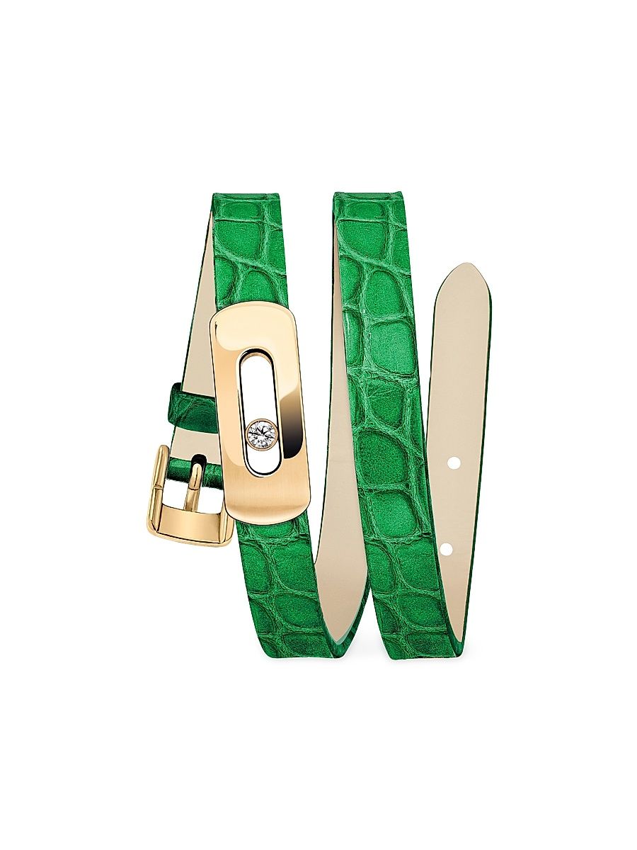 Women's My Move 18K Yellow Gold & Diamond Crocodile Wrap Bracelet - Emerald Green