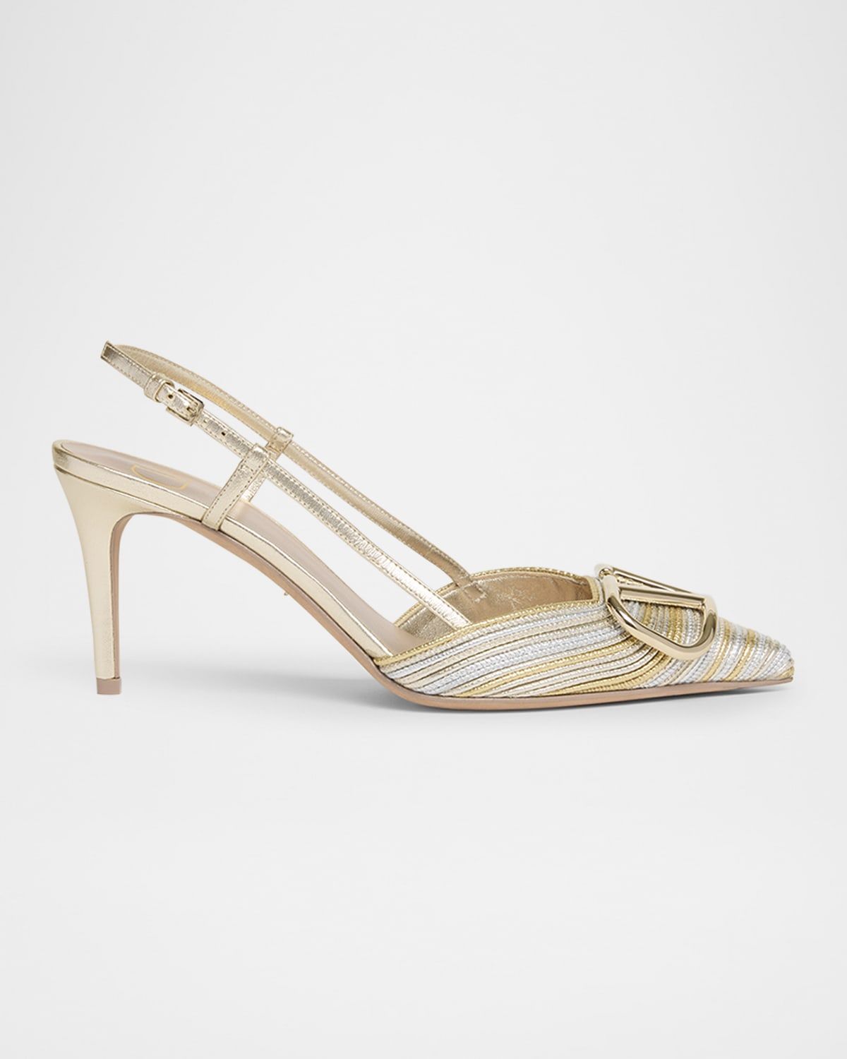VLogo Two-Tone Metallic Slingback Pumps