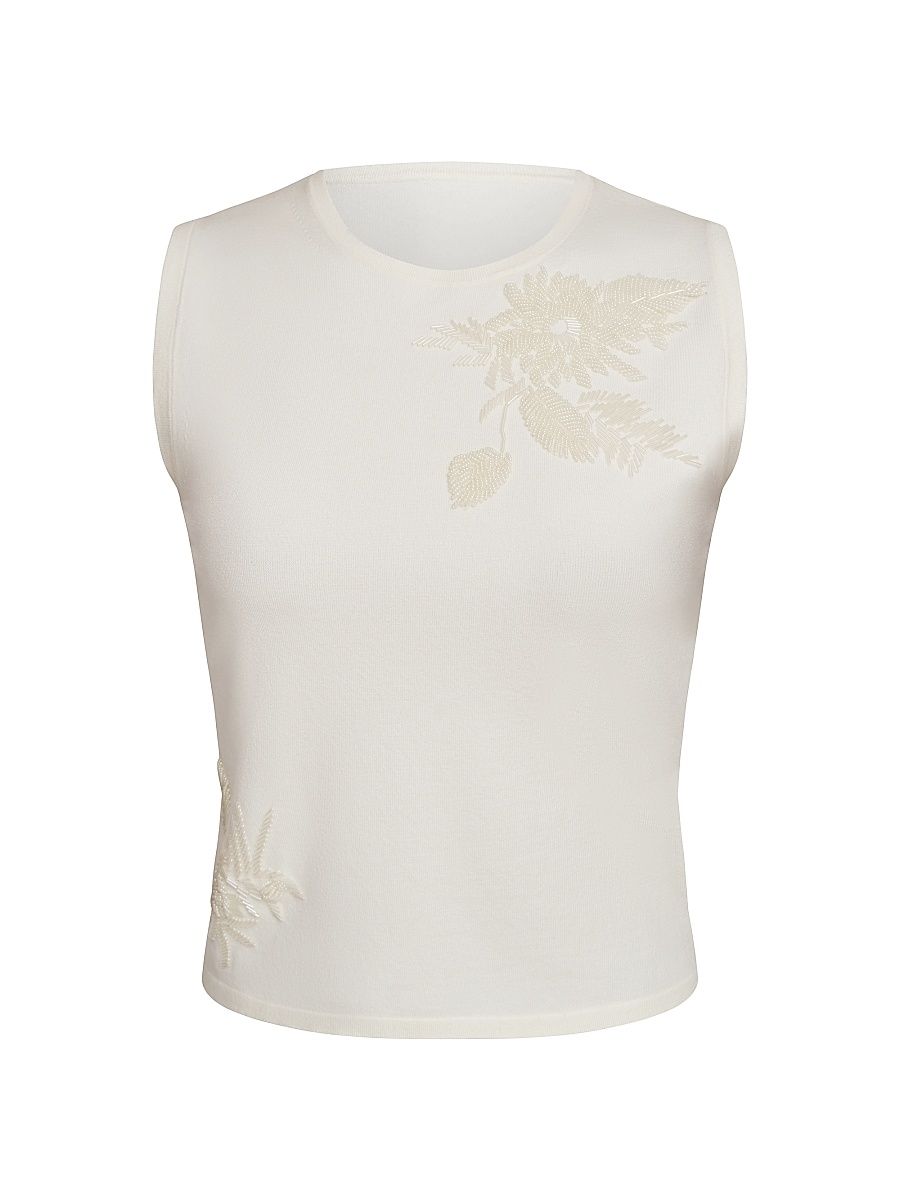 Women's Kathryn Embellished Knit Top - Ivory - Size XL