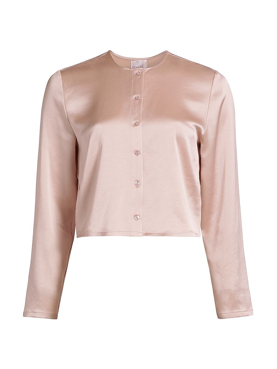 Women's Barb Satin Crewneck Cardigan - Sakura - Size XL