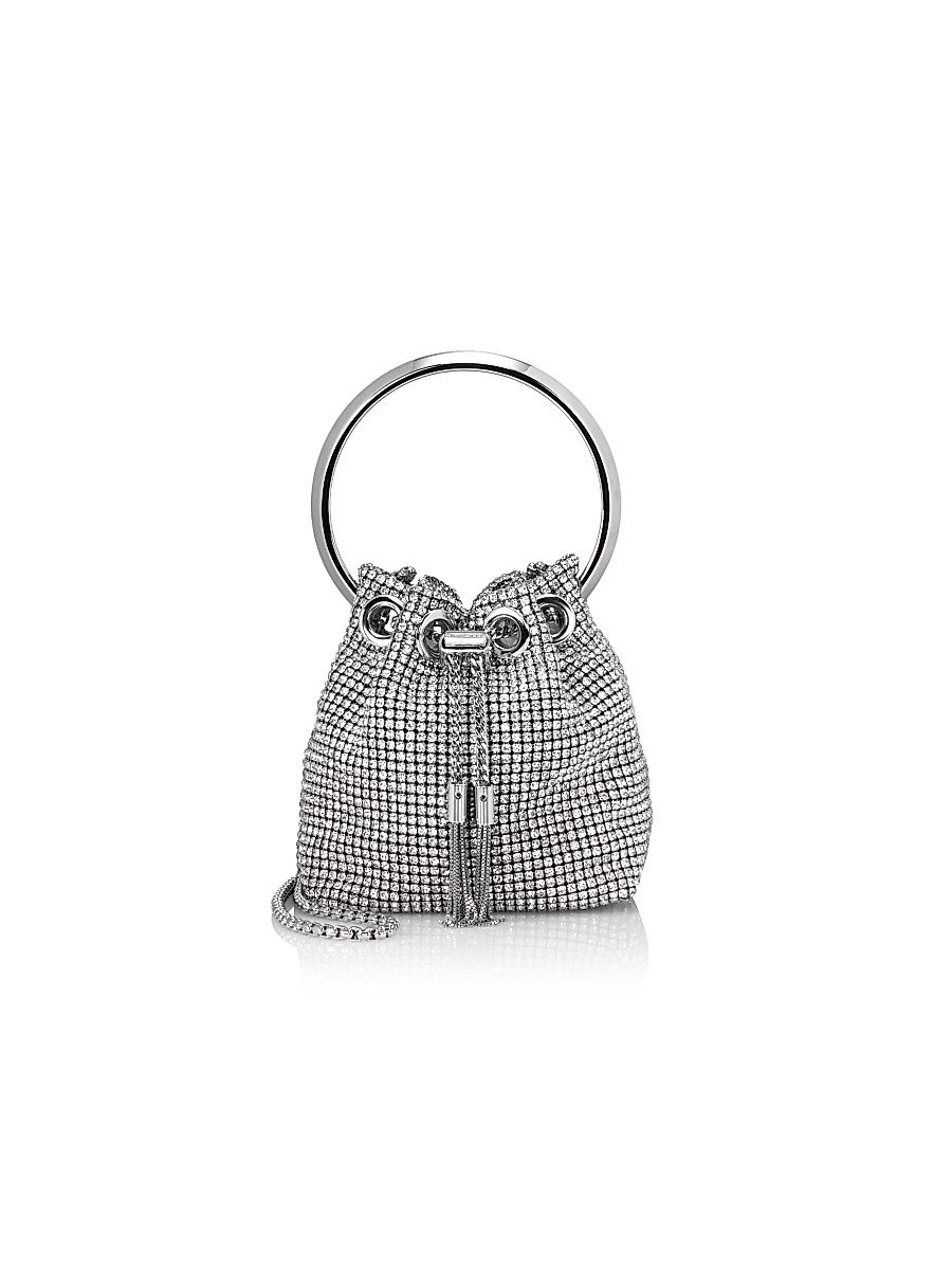 Women's Micro Bon Bon Crystal Mesh Top Handle Bag - Silver