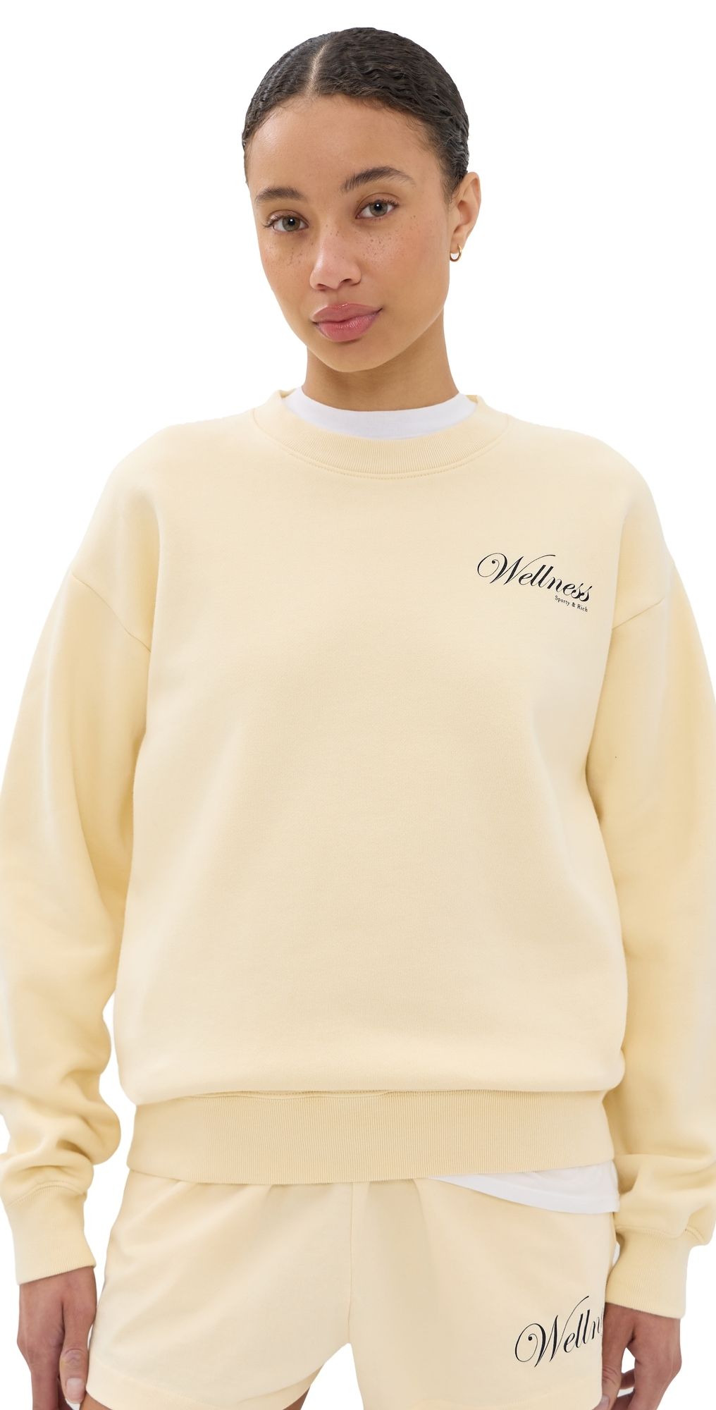 Sporty & Rich Avenue Crewneck Almond Navy XL