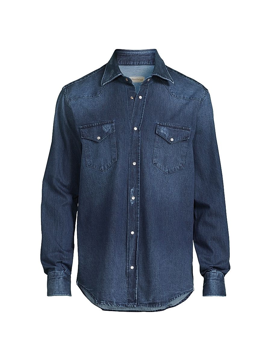 Men's Texas Denim Shirt - Medium Blue - Size 16