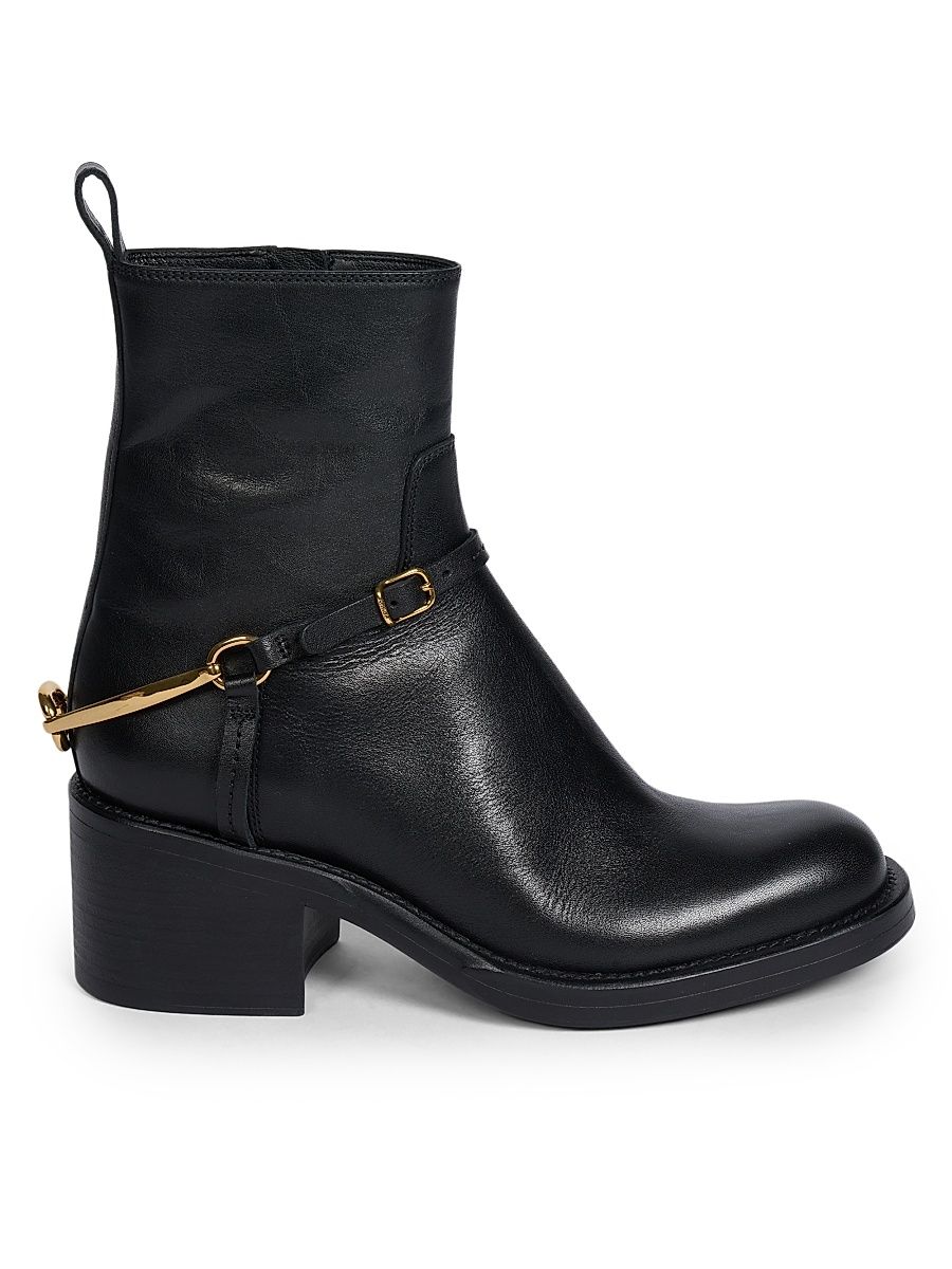 Women's Dakota Harness Strap Leather Ankle Boots - Black - Size 10