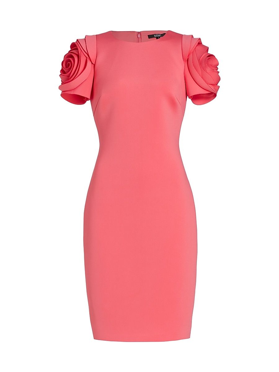 Women's Rosette Cocktail Dress - Deep Coral - Size 14