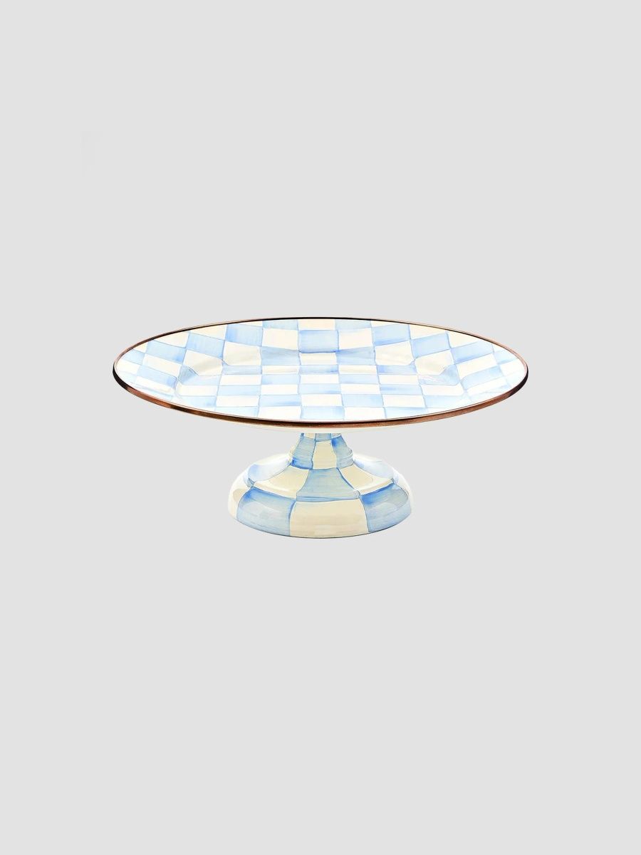 MacKenzie-Childs Sky Check Hand-Painted Enamel Cake Stand