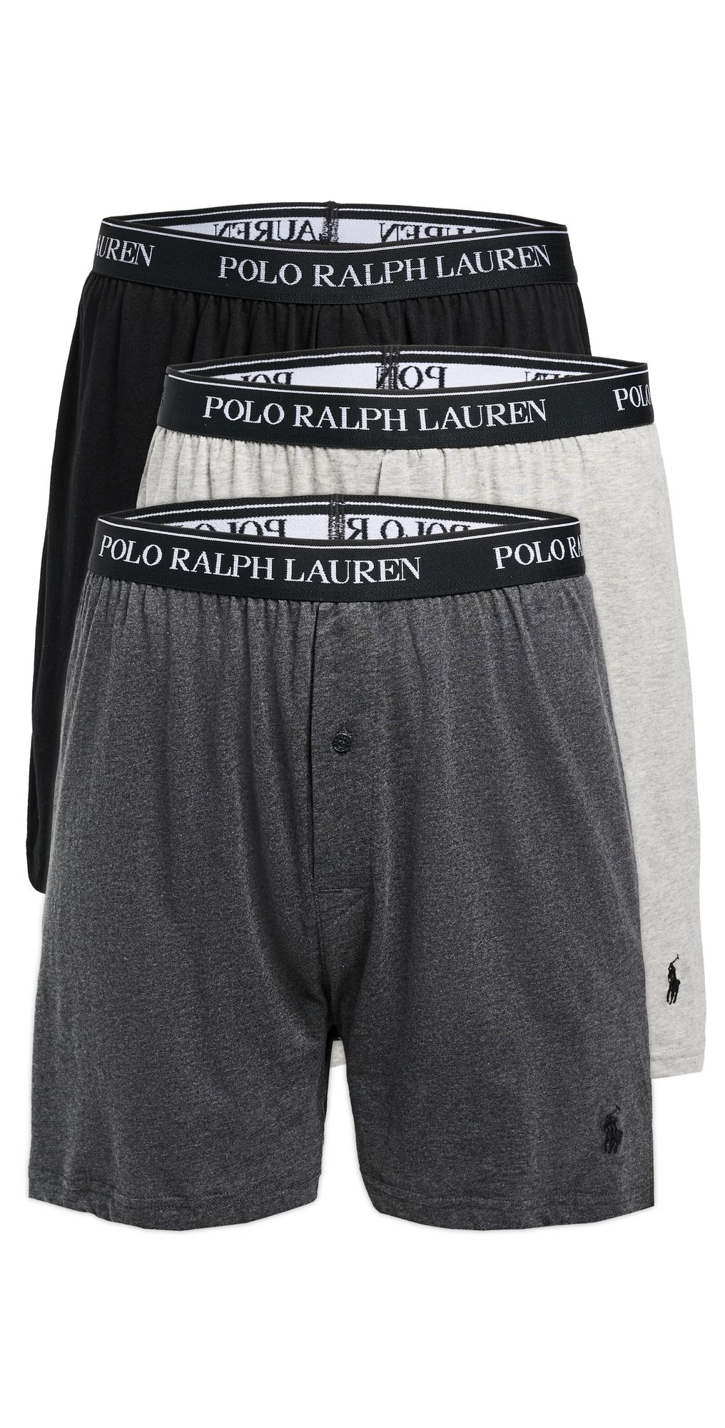 Polo Ralph Lauren Underwear Classic Fit Knit Boxers 3 Pack Andover/Madison/Polo Black L