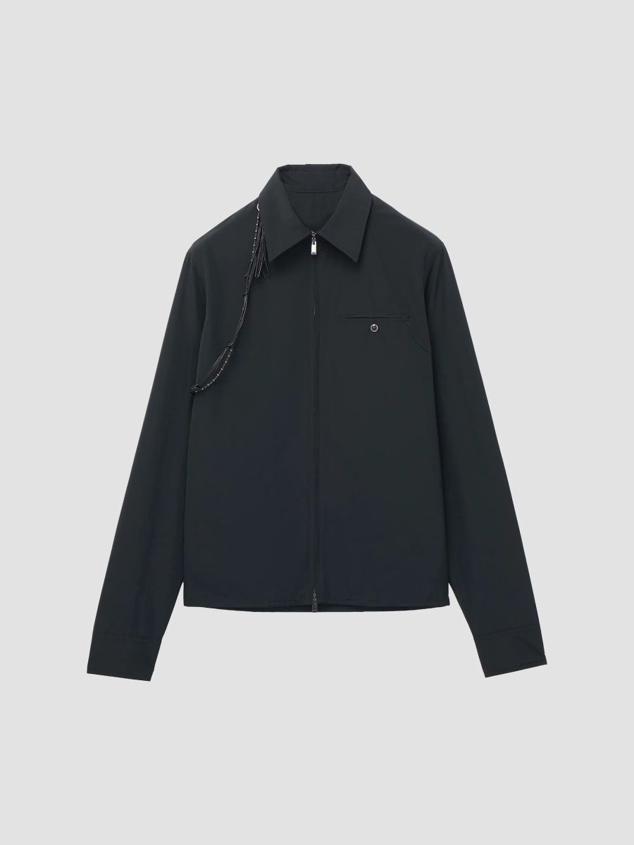 McQueen Men's Braided Cotton-Blend Zip-Up Jacket - Black - Size 44