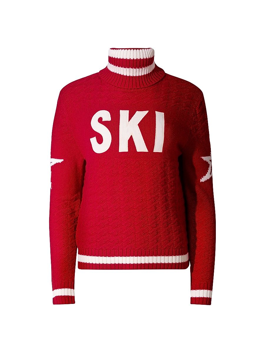 Women's Glacier Wool Turtleneck Sweater - Red - Size XL