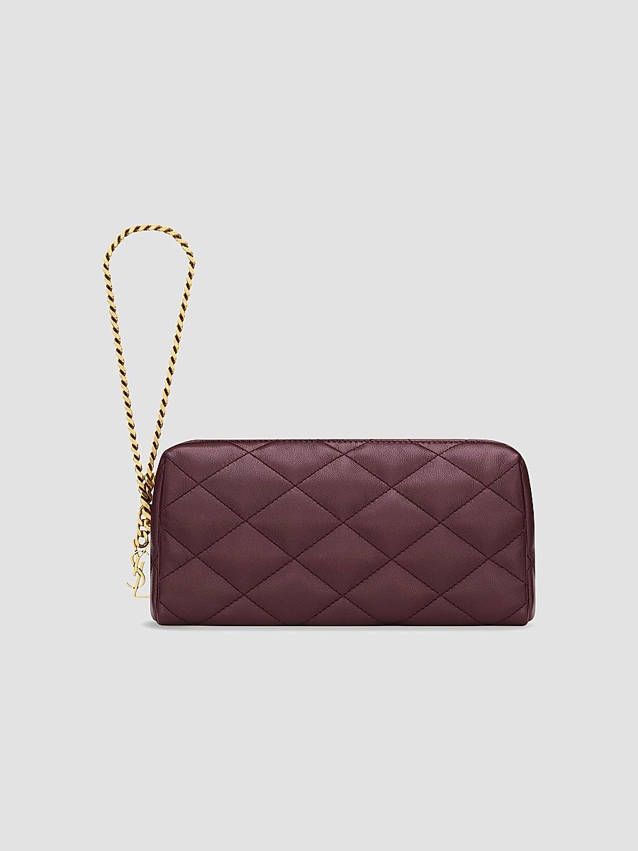 Saint Laurent Women's Cassandre Bijou Pouch in Lambskin Leather - Rouge Cabernet