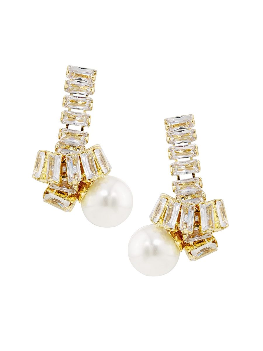 Women's Goldtone, Glass Crystal & Imitation Pearl Knot Drop Earrings - Gold