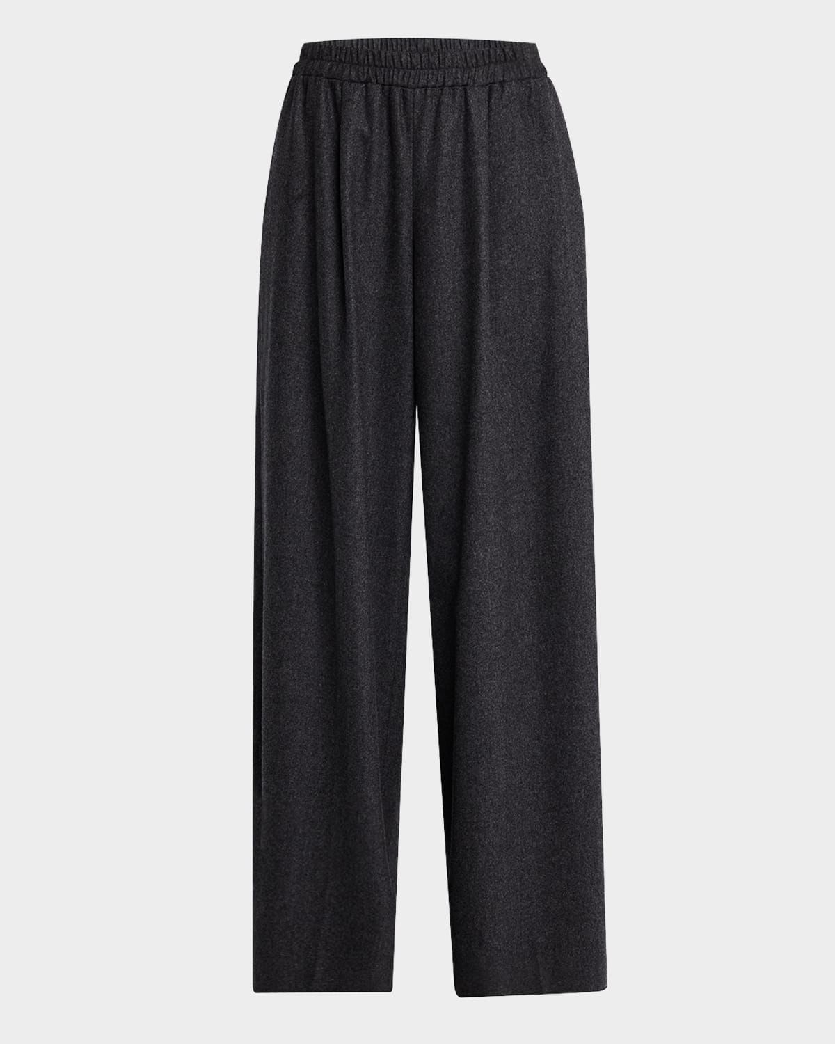 Eva Wool Flannel Wide-Leg Pants