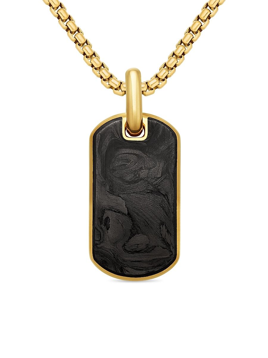 Men's Forged Carbon Tag in 18K Yellow Gold - Forged Carbon